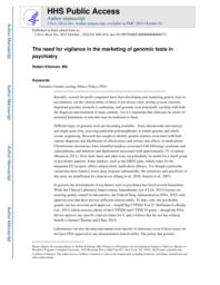 thumnail for Klitzman_The need for vigilance in the marketing of genomic tests in psychiatry.pdf