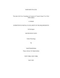 thumnail for ANJALI RAMAKRISHNAN SENIOR CAPSTONE_ The Joke Is On You_ Comedians As Curators of “Cancel Culture” In A New Public Sphere.pdf