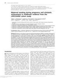 thumnail for Kristjansson et al. Maternal smoking during pregnancy and scholastic achievement in childh - Evidence from the LIFECOURSE Cohort Study - Eur J Pub Health 2017.pdf