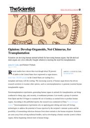 thumnail for Pollack - 2019 - Opinion Develop Organoids, Not Chimeras, for Tran.pdf