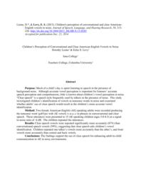 thumnail for Leone&Levy_JSLHR_Clear speech vowel perception, children.pdf
