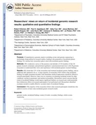 thumnail for Klitzman_Researchers’ views on return of incidental genomic research results_ qual and quant findings.pdf