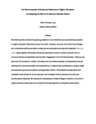 thumnail for Pro-Environmental Behaviors and Activism in Higher Education.pdf