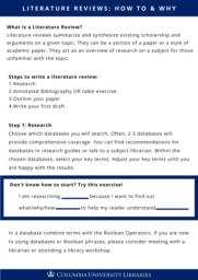 Handout Guide to write Literature Reviews | Academic Commons