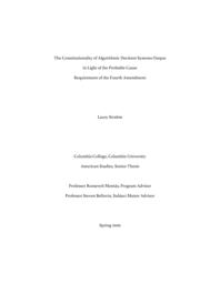 thumnail for The Constitutionality of Algorithmic Decision Systems Output in Light of the Probable Cause Requirement of the Fourth Amendment.pdf