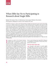 thumnail for Klitzman_When IRBs Say No to Participating in Research about Single IRBs.pdf