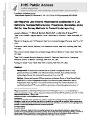 thumnail for Palamar_Self-reported use of novel psychoactive substances in a US nationally representative survey Prevalence, correlates, and a call for new survey methods to prevent underreporting..pdf