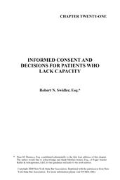 thumnail for R. Swidler, Informed Consent and Decisions for Patients wo Capacity, Ch 21 Legal Manual for NY Physicians.pdf