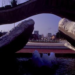 Broken sidewalk fountain wi...