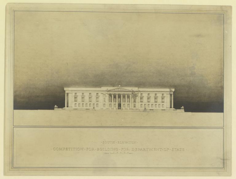 Competition for building for Department of State. South elevation