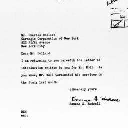 Letter from Rowena S. Hadse...