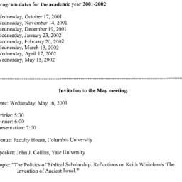 Announcements, 2001-05-16. ...