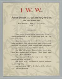 Annual Dinner of the University Glee Club, Hotel Astor--Belvedere Room, Thursday May 7th, 1914