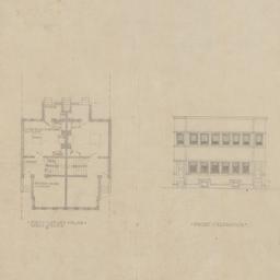 First floor plan, front ele...