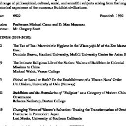 Schedules, Buddhist Studies...
