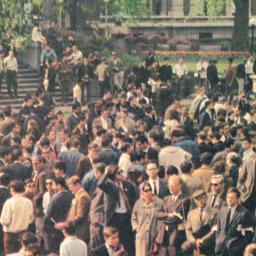 Crowds outside Low Library