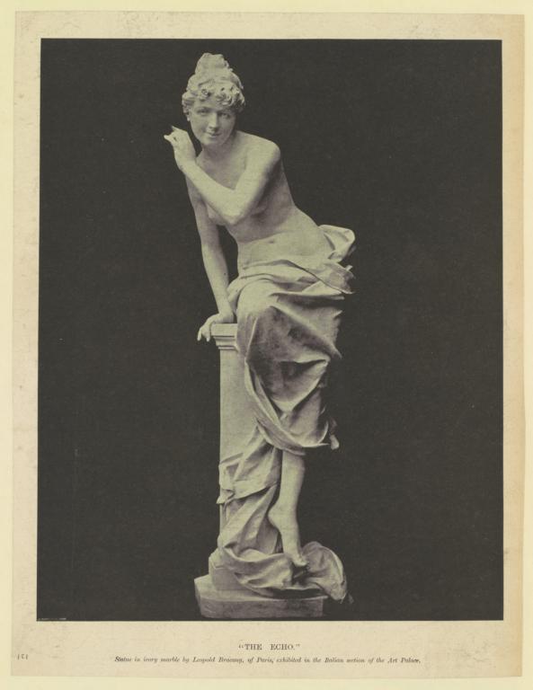 The Echo. Statue in ivory marble by Leopold Bracony, of Paris, exhibited in the Italian section of the Art Palace