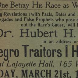 Negro Traitors I Have Known...