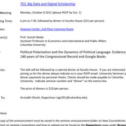 Announcements, 2012-10-08. ...