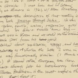 Letter from Gary Snyder to ...