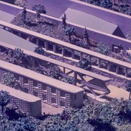 Model, aerial view, detail.