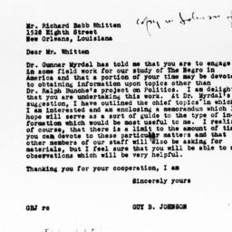 Letter from Guy B. Johnson ...
