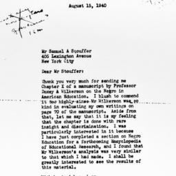 Letter from H.M. Bond to Sa...