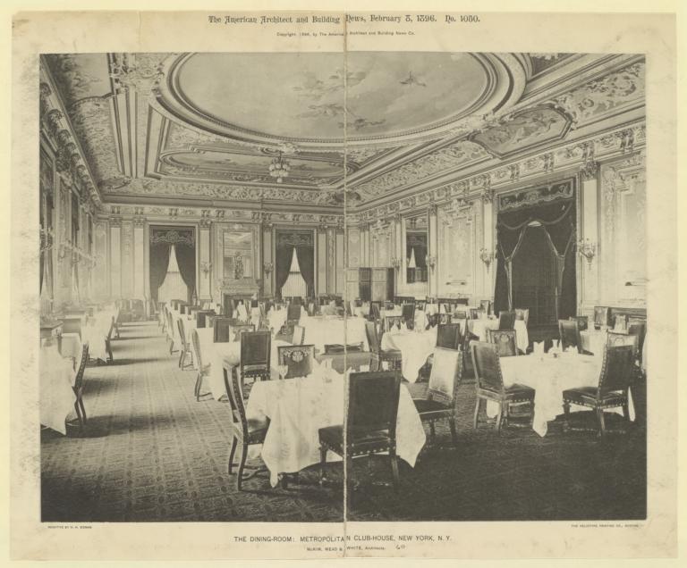 The Dining-room: Metropolitan Club-House, New York, N. Y. McKim, Mead & White, Architects