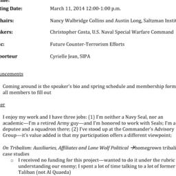 Minutes, 2014-03-11. Defens...