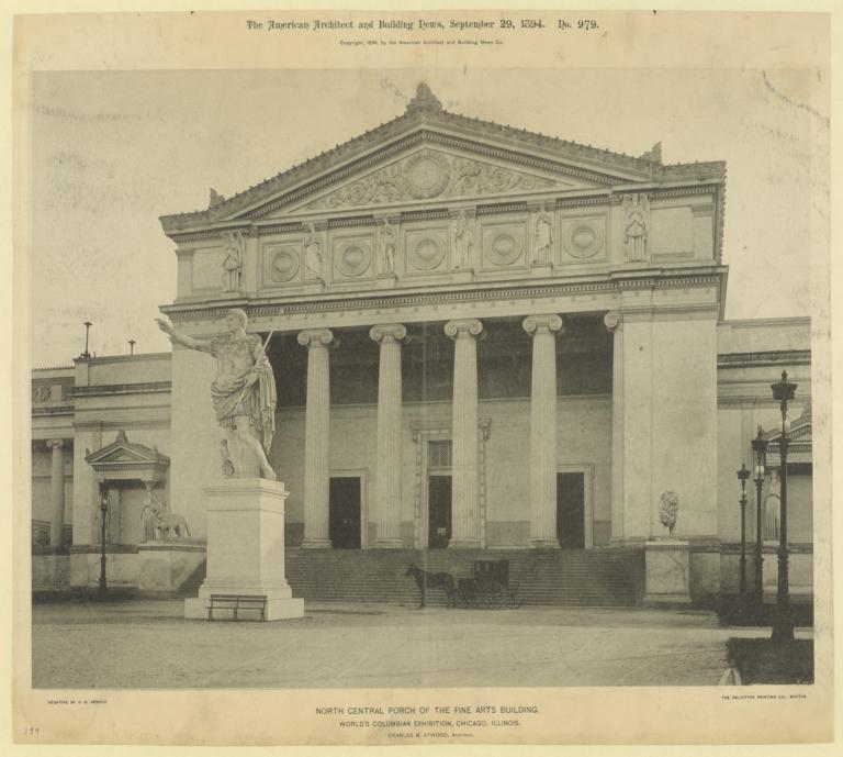 North central porch of the Fine Arts Building. World's Columbian Exhibition, Chicago, Illinois. Charles B. Atwood, Architect