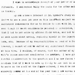 Letter from Ralph J. Bunche...