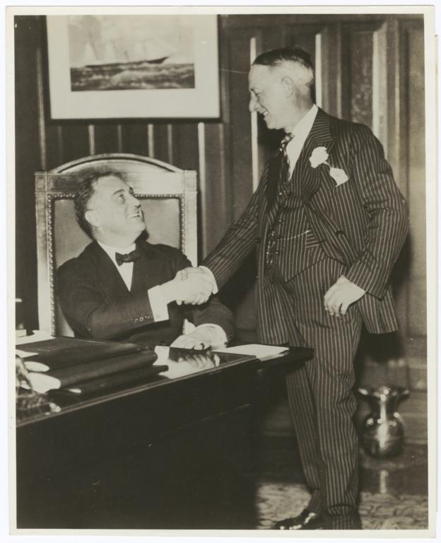 Al Smith and then New York governor Franklin Delano Roosevelt