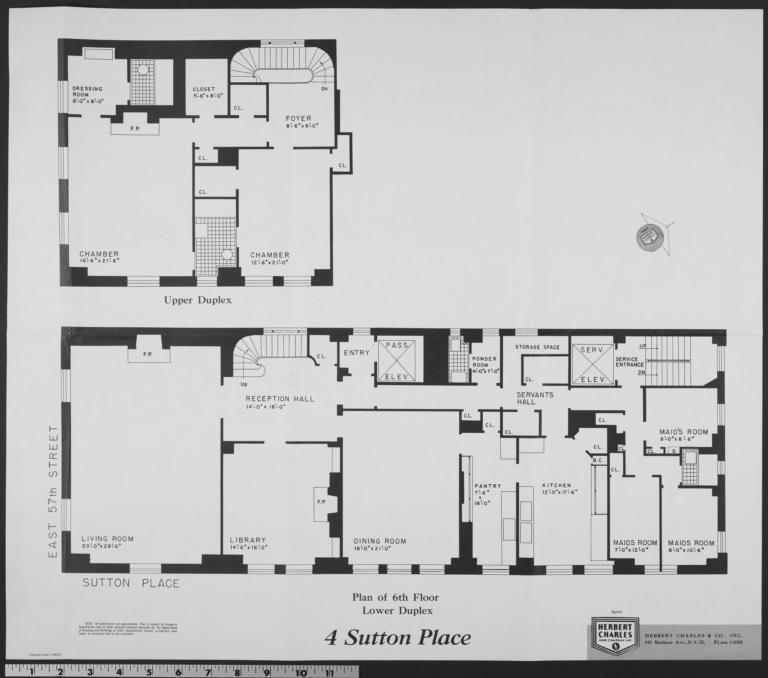 4 Sutton Place, Plan Of 6th Floor Lower Duplex The New