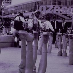 Visitors walking in install...