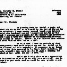 Letter from Gunnar Myrdal t...