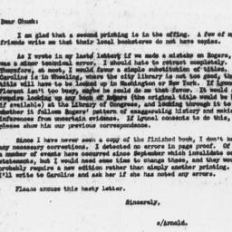 Letter from Arnold M. Rose ...