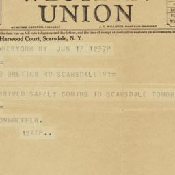 Telegram from Dietrich Bonh...
