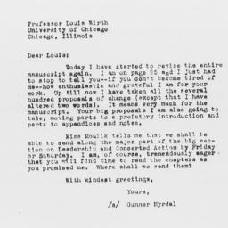 Letter from Gunnar Myrdal t...
