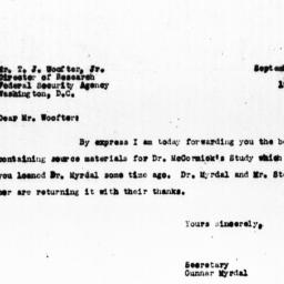 Letter from Gunnar Myrdal t...