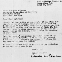 Letter from Arnold M. Rose ...