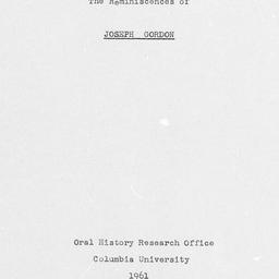 Reminiscences of Joseph Gor...