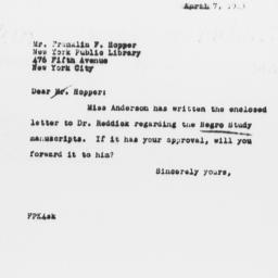 Letter from Frederick P. Ke...