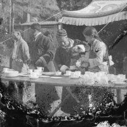People setting up picnic in...