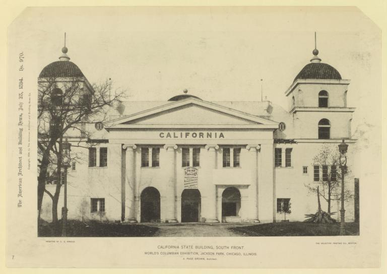 California State Building. South Front. World's Columbian Exhibition, Jackson Park, Chicago, Illinois. A. Page Brown, Architect