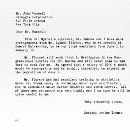 Letter from Dorothy Swaine ...
