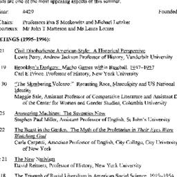 Schedules, American Studies...