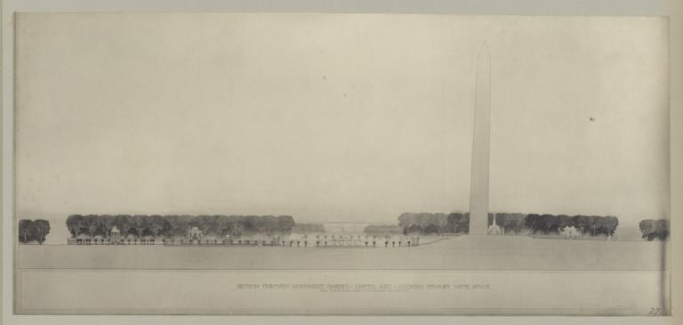 Section through moument garden - Capitol axis - looking toward White House