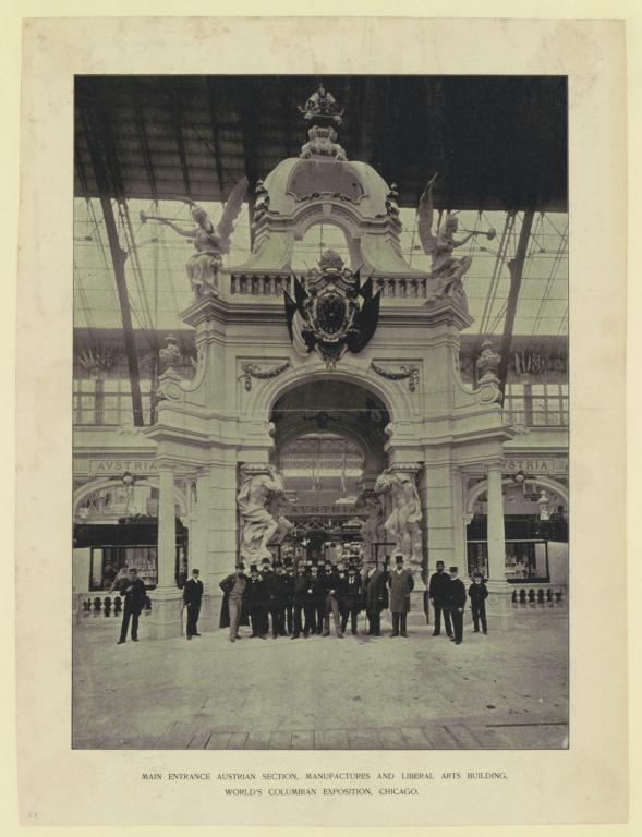 Main entrance Austrian section, Manufactures and Liberal Arts Building, World's Columbian Exposition, Chicago