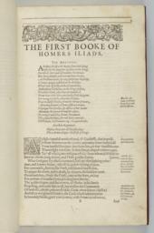 Folio B1r. The First Booke of Homer's Iliads