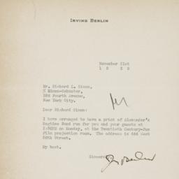 Letter from Irving Berlin t...